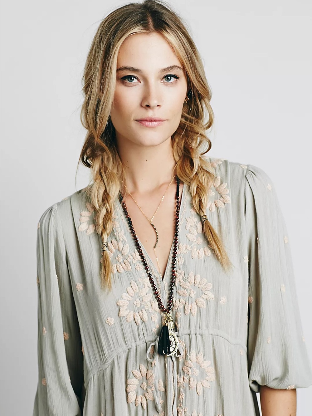 RARE COLOR! Free People Embroidered Fable Midi Dress - Sage XS - Picture 3 of 14